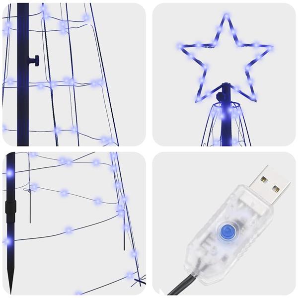 Grote foto vidaxl led kerstboom met grondspiesjes met 390 led blauw 250 cm ijzer diversen overige diversen