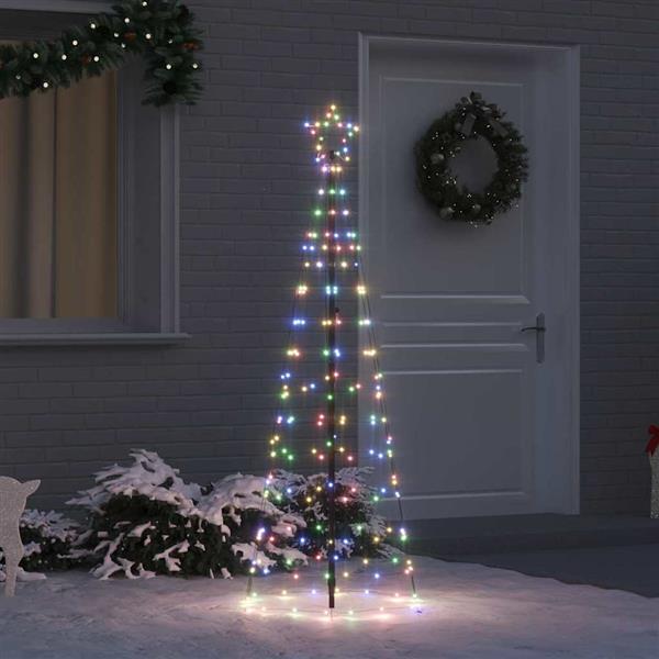 Grote foto vidaxl led kerstboom met grondspiesjes multikleur 250 cm ijzer diversen overige diversen
