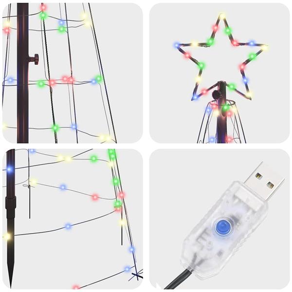 Grote foto vidaxl led kerstboom met grondspiesjes multikleur 250 cm ijzer diversen overige diversen