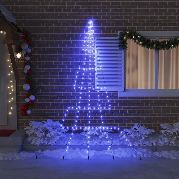 Grote foto vidaxl led kerstboom met 168 led met grondpennen blauw 306 cm metaal diversen overige diversen
