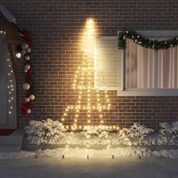 Grote foto vidaxl led kerstboom met 168 led met grondpennen warmwit 306 cm metaal diversen overige diversen