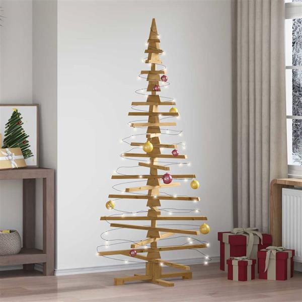 Grote foto vidaxl houten kerstboom met standaard bruin 180 cm massief grenenhout diversen overige diversen