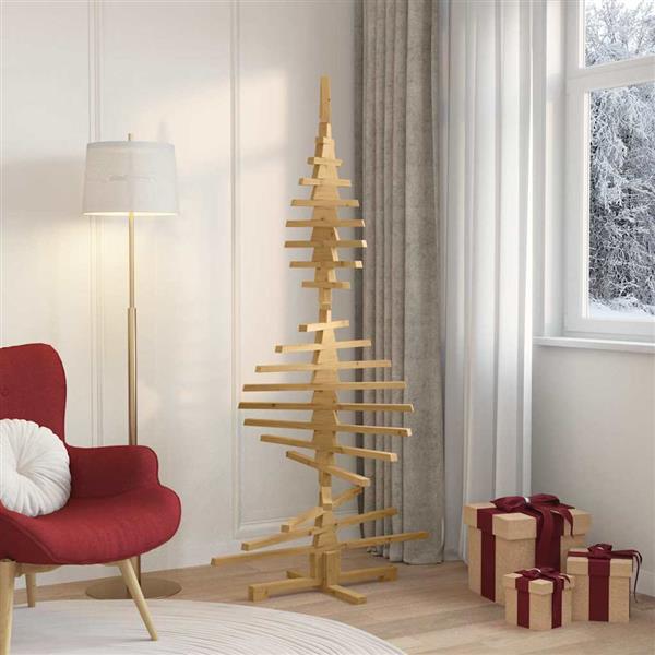 Grote foto vidaxl houten kerstboom met standaard bruin 180 cm massief grenenhout diversen overige diversen