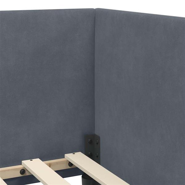 Grote foto vidaxl hoekbedframe met hoofdeinde donkergrijs 100 cm x 200 cm stof antiek en kunst stoelen en banken