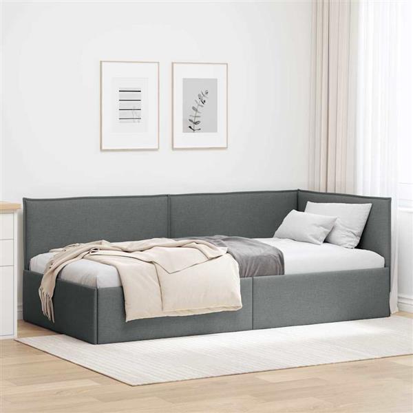 Grote foto vidaxl hoekbedframe met hoofdeinde donkergrijs 100 cm x 200 cm fluweel antiek en kunst stoelen en banken