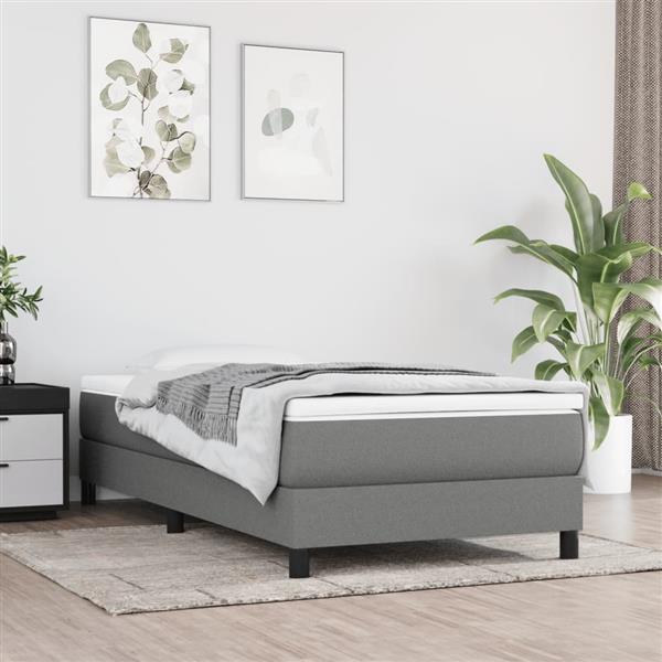 Grote foto vidaxl bedframe zonder matras 90x200 cm stof donkergrijs antiek en kunst stoelen en banken