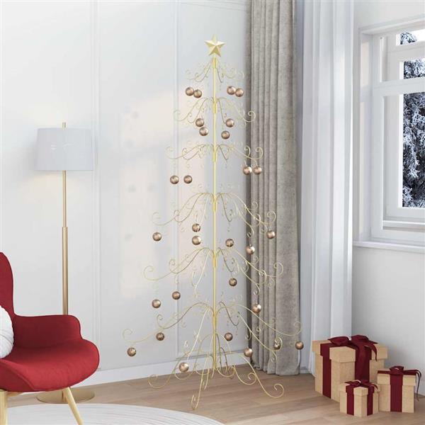 Grote foto vidaxl metalen kerstboom met standaard goud 215 cm poedergecoat staal diversen overige diversen