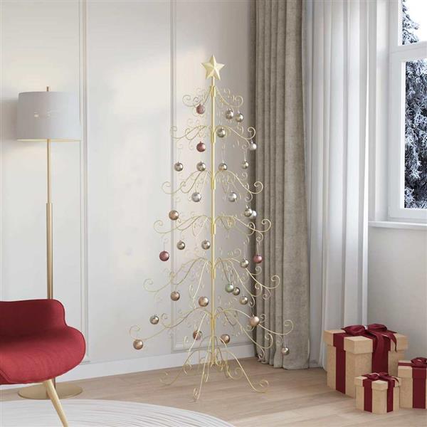 Grote foto vidaxl metalen kerstboom met standaard goud 180 cm poedergecoat staal diversen overige diversen