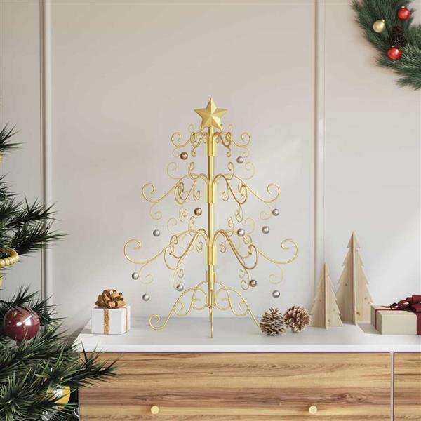 Grote foto vidaxl metalen kerstboom met standaard goud 60 cm poedergecoat staal diversen overige diversen