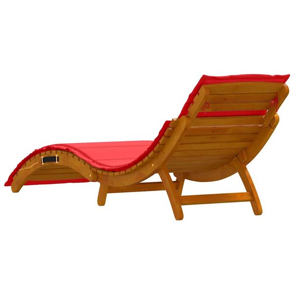 Grote foto vidaxl ligbed met kussen 2 pcs rood 184 x 55 x 64cm massief acaciahout tuin en terras tuinmeubelen