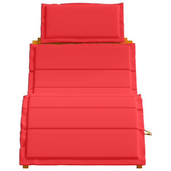 Grote foto vidaxl ligbed met kussen 2 pcs rood 184 x 55 x 64cm massief acaciahout tuin en terras tuinmeubelen