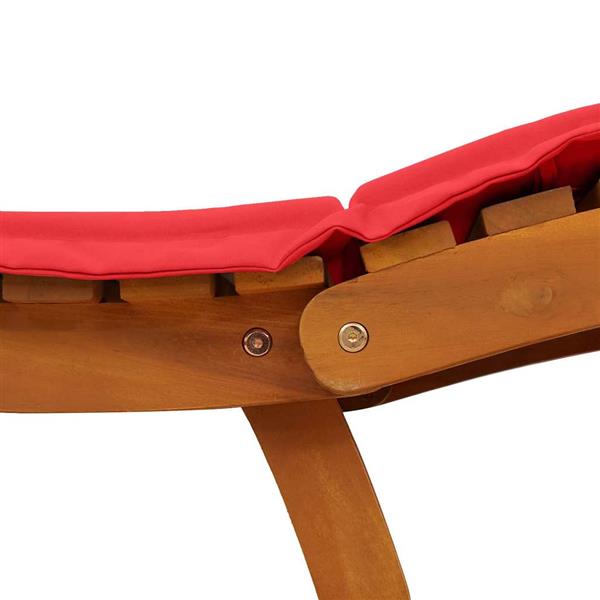 Grote foto vidaxl ligbed met kussen 2 pcs rood 184 x 55 x 64cm massief acaciahout tuin en terras tuinmeubelen