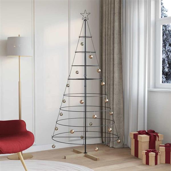 Grote foto vidaxl kerst cone boom met standaard zwart 210 cm staal diversen overige diversen