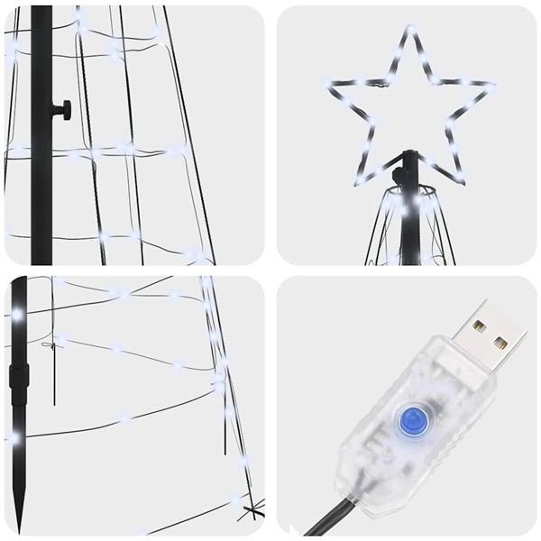 Grote foto vidaxl led kerstboom met grondspiesjes koudwit 250 cm ijzer diversen overige diversen