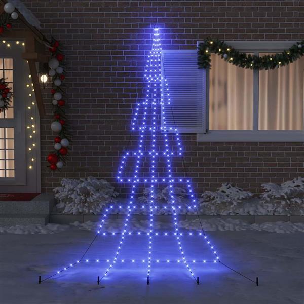 Grote foto vidaxl led kerstboom met 276 led met grondpennen blauw 511 cm metaal diversen overige diversen