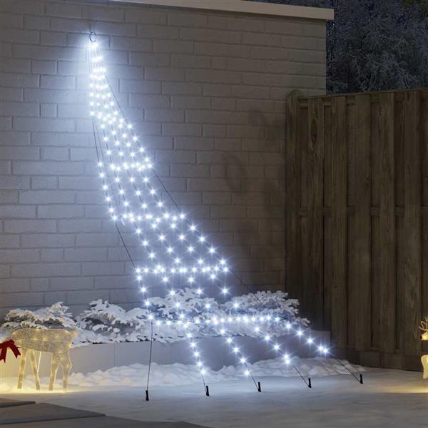 Grote foto vidaxl led kerstboom met grondspiesjes koudwit 300 cm metaal diversen overige diversen