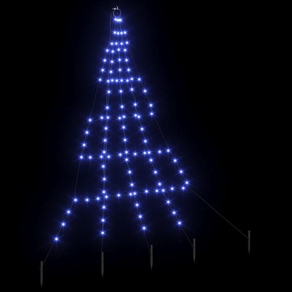 Grote foto vidaxl led kerstboom met grondspiesjes met 112 led blauw 180 cm metaal diversen overige diversen