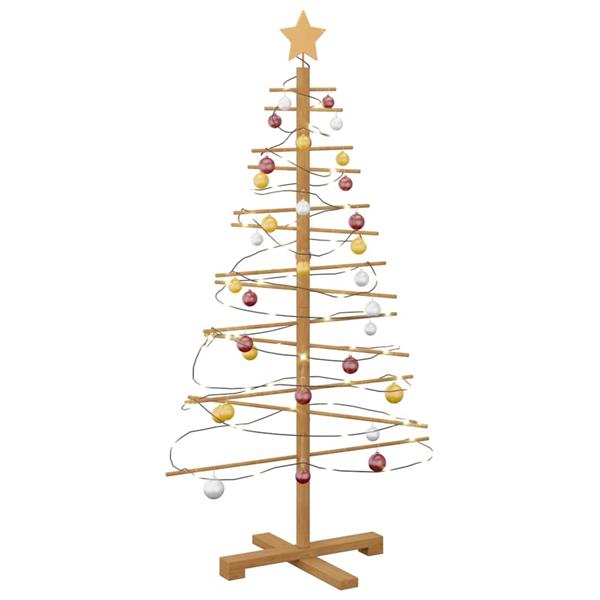 Grote foto vidaxl houten kerstboom met standaard bruin 125 cm bamboe diversen overige diversen