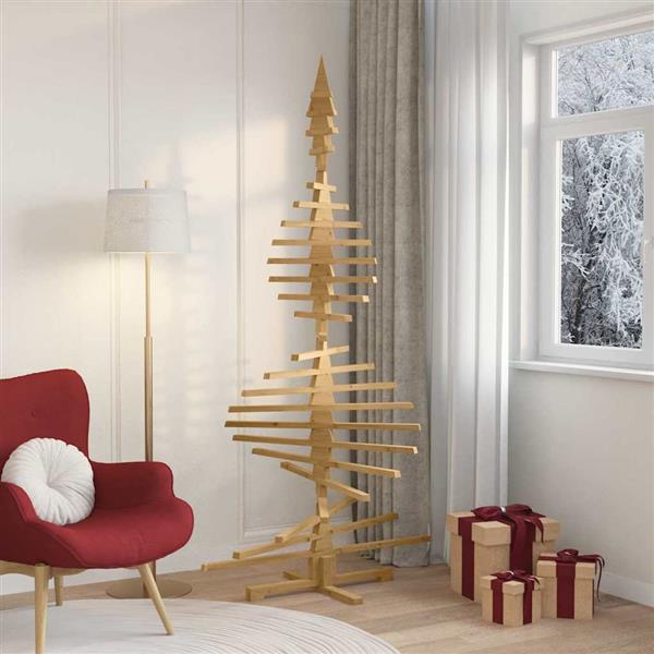 Grote foto vidaxl houten kerstboom met standaard bruin 210 cm massief grenenhout diversen overige diversen