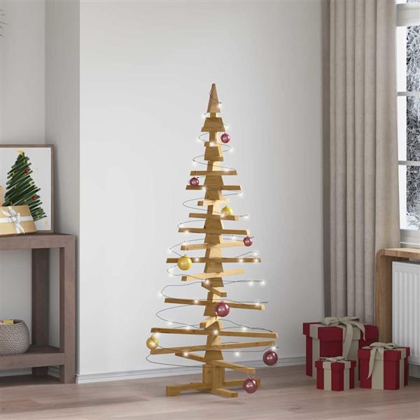 Grote foto vidaxl houten kerstboom met standaard bruin 150 cm massief grenenhout diversen overige diversen