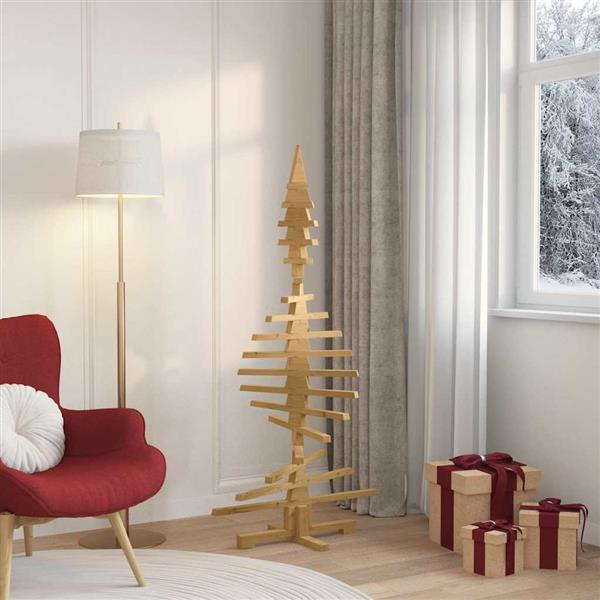 Grote foto vidaxl houten kerstboom met standaard bruin 150 cm massief grenenhout diversen overige diversen