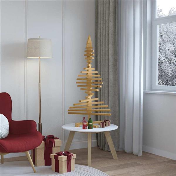 Grote foto vidaxl houten kerstboom met standaard bruin 120 cm massief grenenhout diversen overige diversen