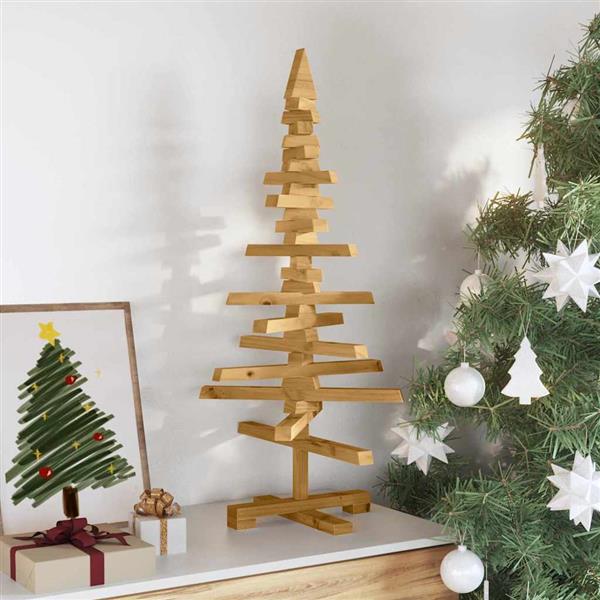 Grote foto vidaxl houten kerstboom met standaard bruin 90 cm massief grenenhout diversen overige diversen