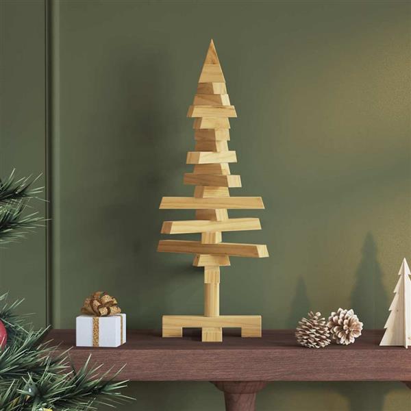 Grote foto vidaxl houten kerstboom met standaard bruin 60 cm massief grenenhout diversen overige diversen