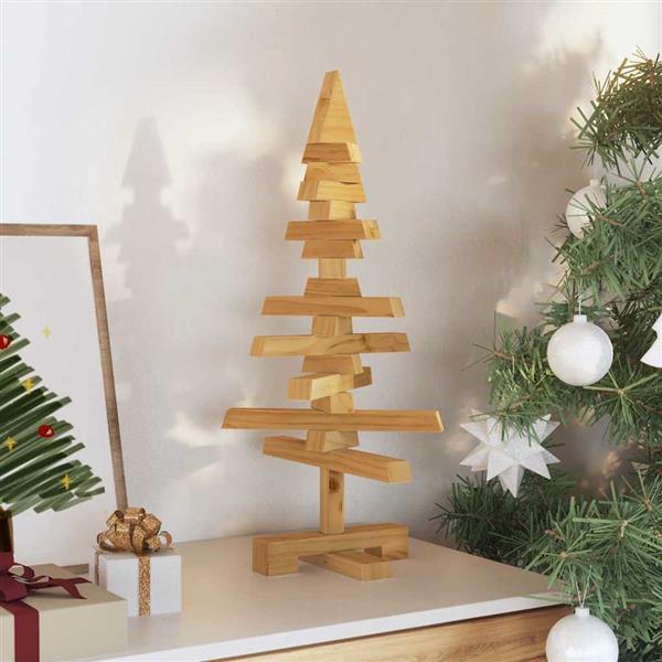 Grote foto vidaxl houten kerstboom met standaard bruin 60 cm massief grenenhout diversen overige diversen