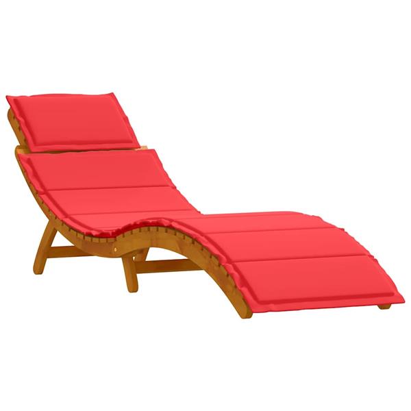 Grote foto vidaxl ligbed met kussen 2 pcs rood 184 x 55 x 64cm massief acaciahout tuin en terras tuinmeubelen