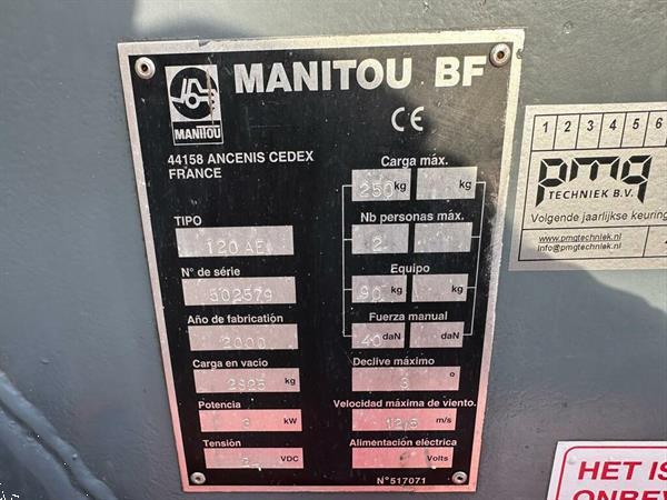 Grote foto vs 22427 boom lift hoogwerker manitou 120ae elektrische bj2000 doe het zelf en verbouw hefwerktuigen