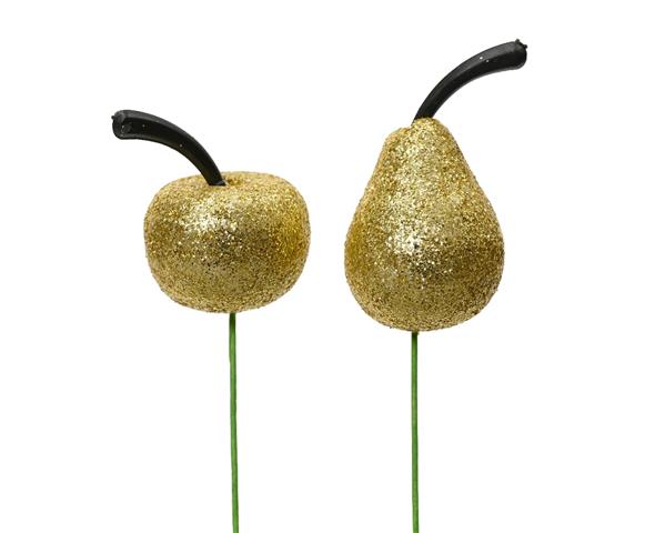 Grote foto kunstappeltjes en peertjes goud glitter set 18 stuks verzamelen overige verzamelingen