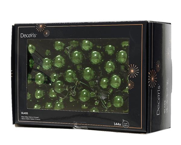 Grote foto balletjes op draad 2 cm dennengroen glans doos 144 stuks kerstballen verzamelen overige verzamelingen