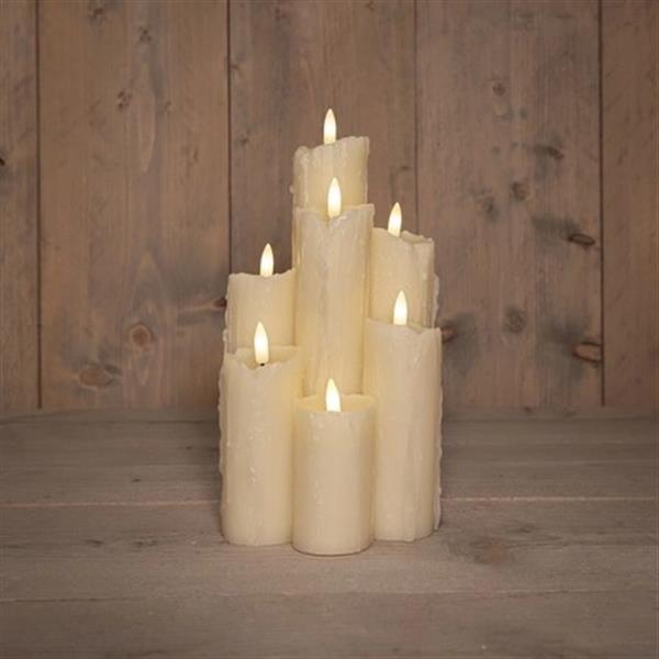 Grote foto ledkaarsenset ivory wax dripped druipkaarsen anna collection met timer 15 5x25 5 cm 7 stuks verzamelen overige verzamelingen