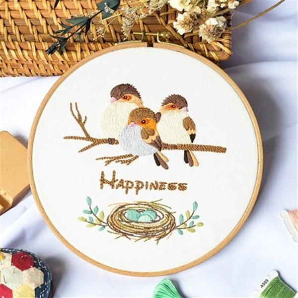 Grote foto borduurpakket ook geschikt voor starters happiness vogels in nest zonder ring set bestaat uit verzamelen overige verzamelingen