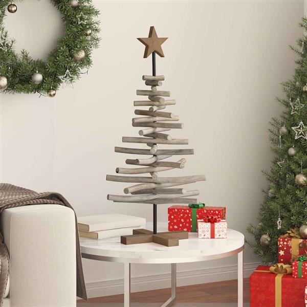 Grote foto vidaxl kerstboom met standaard bruin 90 cm massief teakhout diversen overige diversen