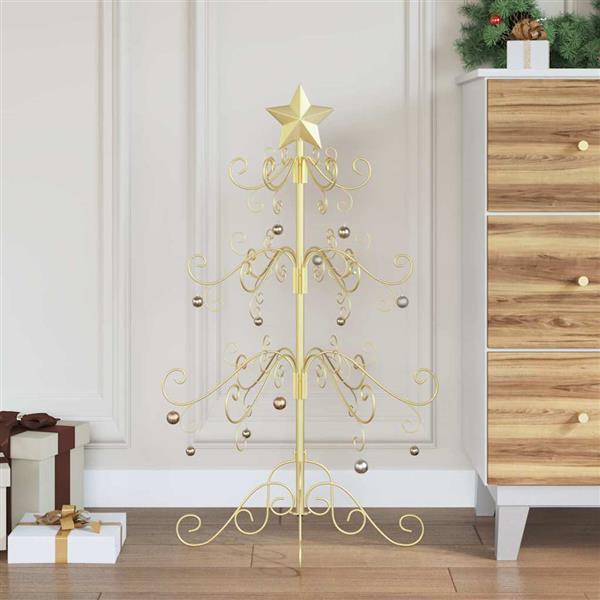 Grote foto vidaxl metalen kerstboom met standaard goud 90 cm poedergecoat staal diversen overige diversen