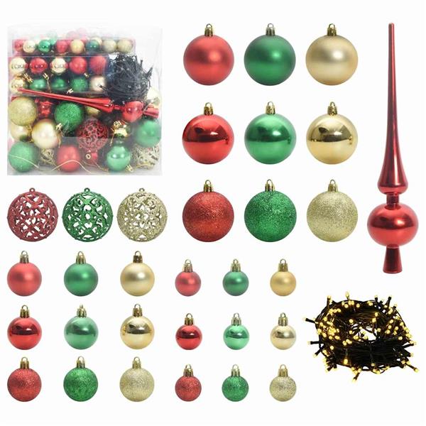 Grote foto vidaxl kerstbal set met 300 led 120 pcs multikleur kunststof diversen overige diversen