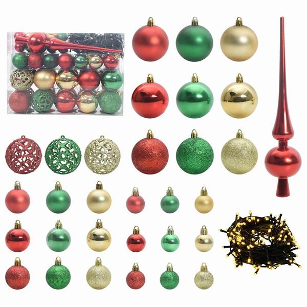 Grote foto vidaxl kerstbal set met 150 led 61 pcs multikleur kunststof diversen overige diversen