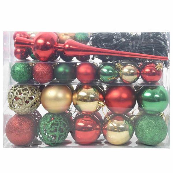 Grote foto vidaxl kerstbal set met 150 led 61 pcs multikleur kunststof diversen overige diversen