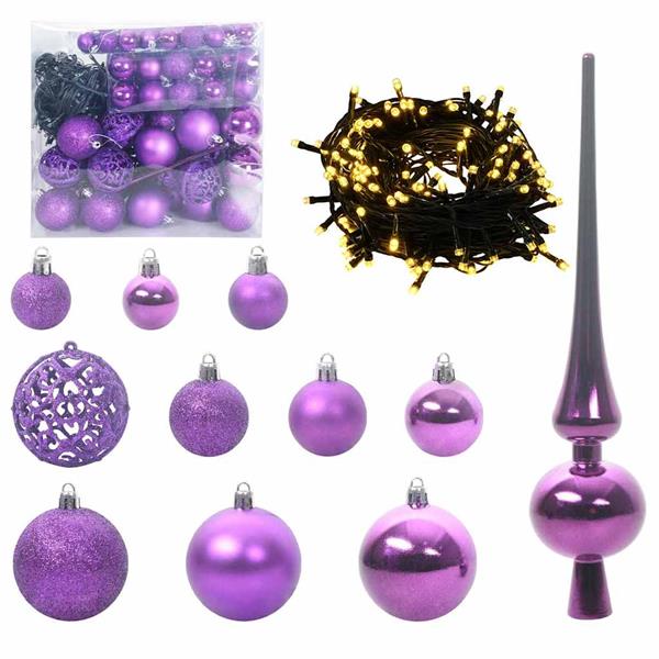 Grote foto vidaxl kerstbal set met 300 led 120 pcs lila kunststof diversen overige diversen