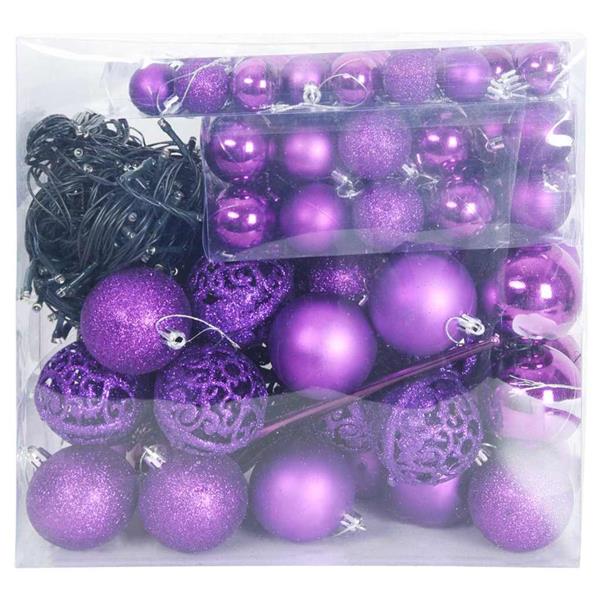 Grote foto vidaxl kerstbal set met 300 led 120 pcs lila kunststof diversen overige diversen