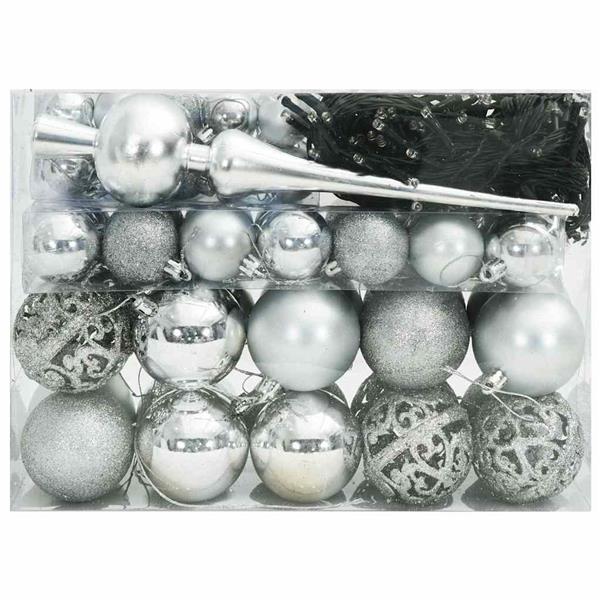 Grote foto vidaxl kerstbal set met 150 led 61 pcs zilver kunststof diversen overige diversen