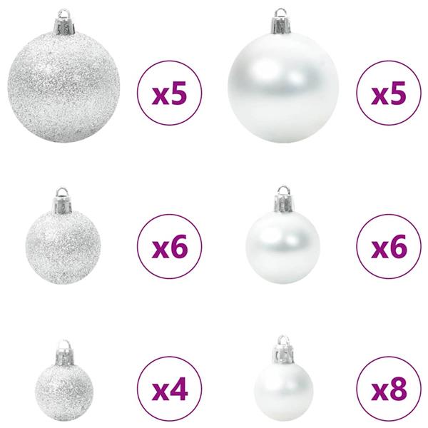 Grote foto vidaxl kerstbal set met 150 led 61 pcs zilver kunststof diversen overige diversen