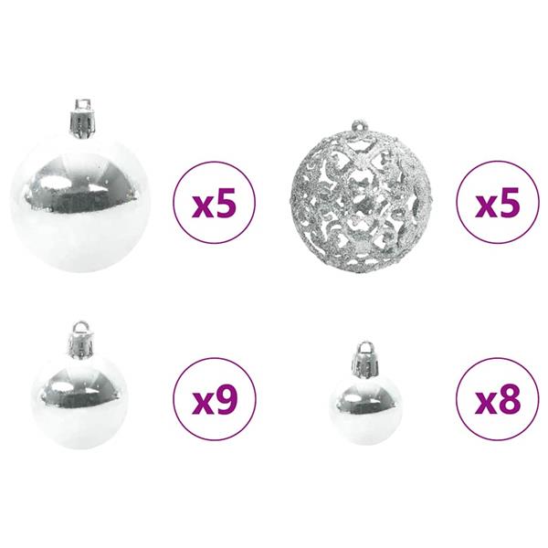 Grote foto vidaxl kerstbal set met 150 led 61 pcs zilver kunststof diversen overige diversen