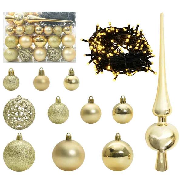 Grote foto vidaxl kerstbal set met 150 led 61 pcs goud kunststof diversen overige diversen