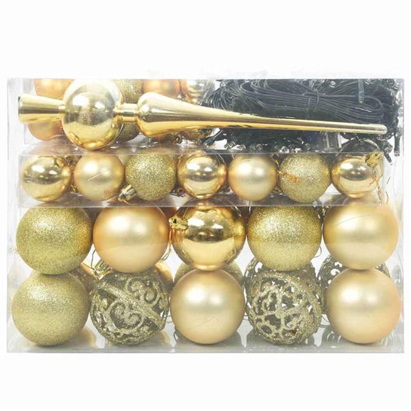 Grote foto vidaxl kerstbal set met 150 led 61 pcs goud kunststof diversen overige diversen