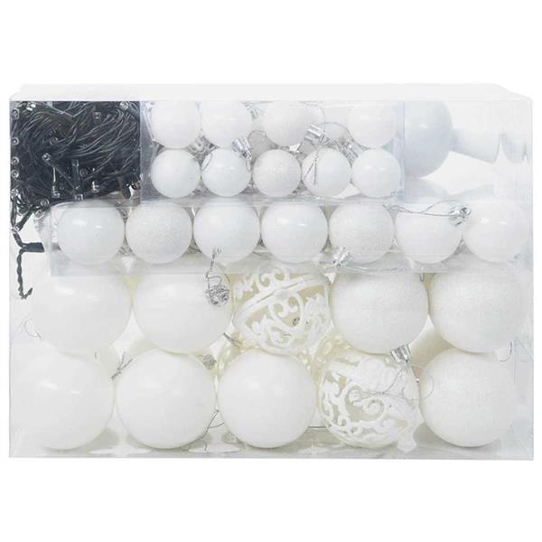 Grote foto vidaxl kerstbal set met 150 led 61 pcs wit kunststof diversen overige diversen