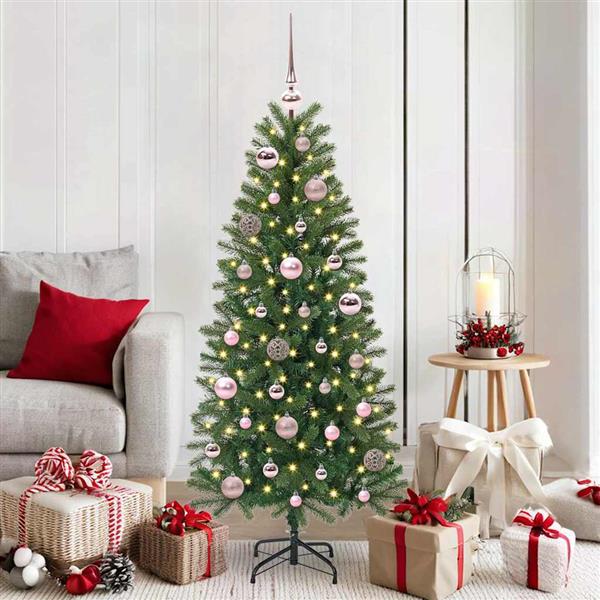 Grote foto vidaxl kerstbal set met 150 led 61 pcs roze kunststof diversen overige diversen