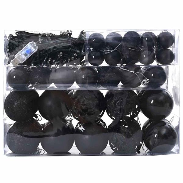 Grote foto vidaxl kerstbal set met 150 led 61 pcs zwart kunststof diversen overige diversen